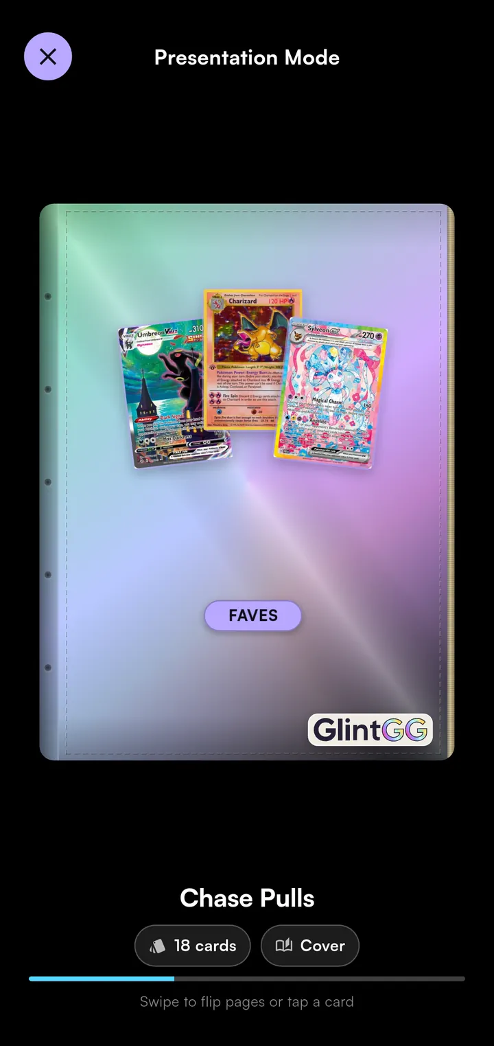 A custom binder presentation page of chase pulls